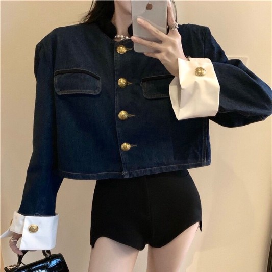 韩版别致深蓝色夹克